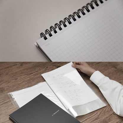 Maruman Mnemosyne Dot Grid Notebook- A5, 8.27" x 6.34", 80 Sheets / 160 Pages, 5mm Dotted Journal, Perforated Pages & Wire-Bound to Lay Flat, Black, Made in Japan