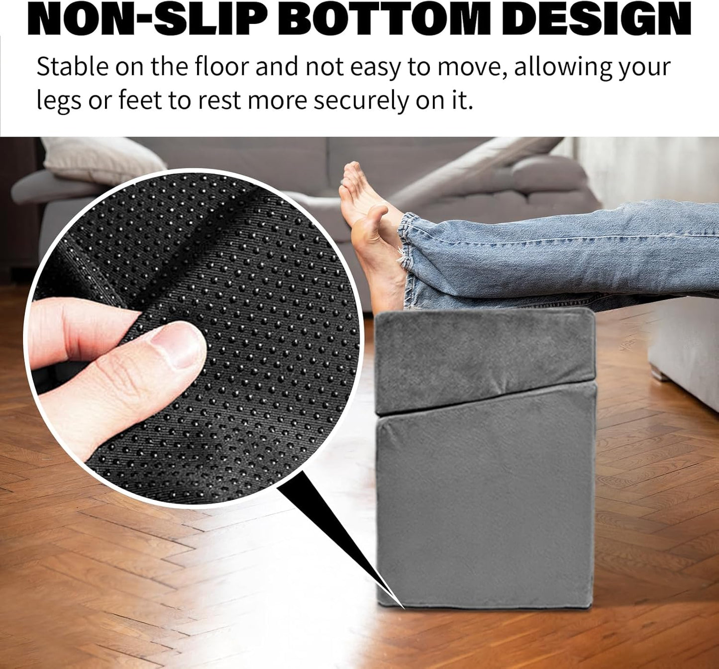 Adjustable Foot Rest Under Desk with 3 Adjustable Heights High-Density Foam Ergonomic Footrest for Office, Home, Travel Airplane, Removable Washable Cover for Back Pain Relief Posture Support (Black)