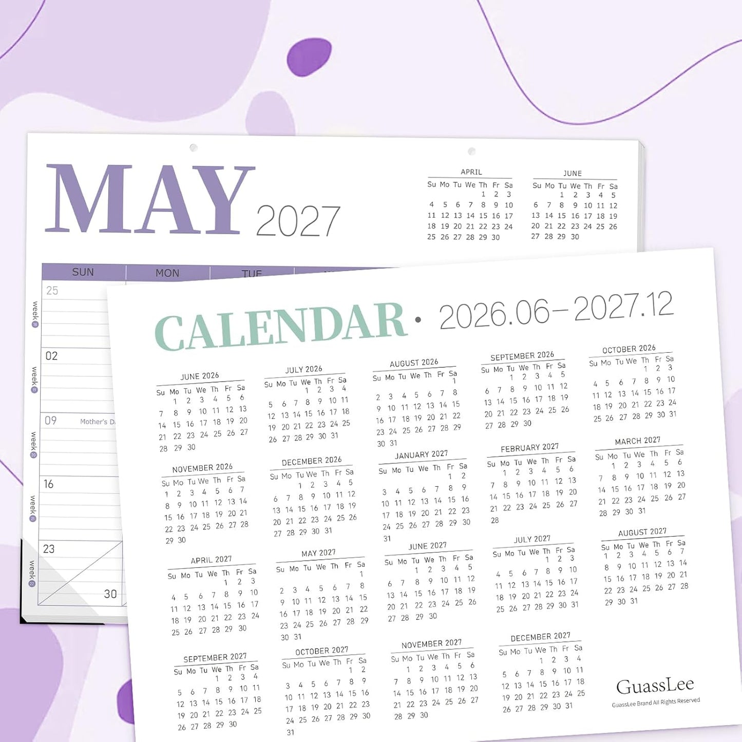 Guasslee Desk Calendar 2026-2027(Jun. 2026 - Dec. 2027), 19-Month School Year Compact Desktop & Wall Calendar, 14" x 11" Thick Paper Monthly Planner for Small Space, Home Office, Dorm & School