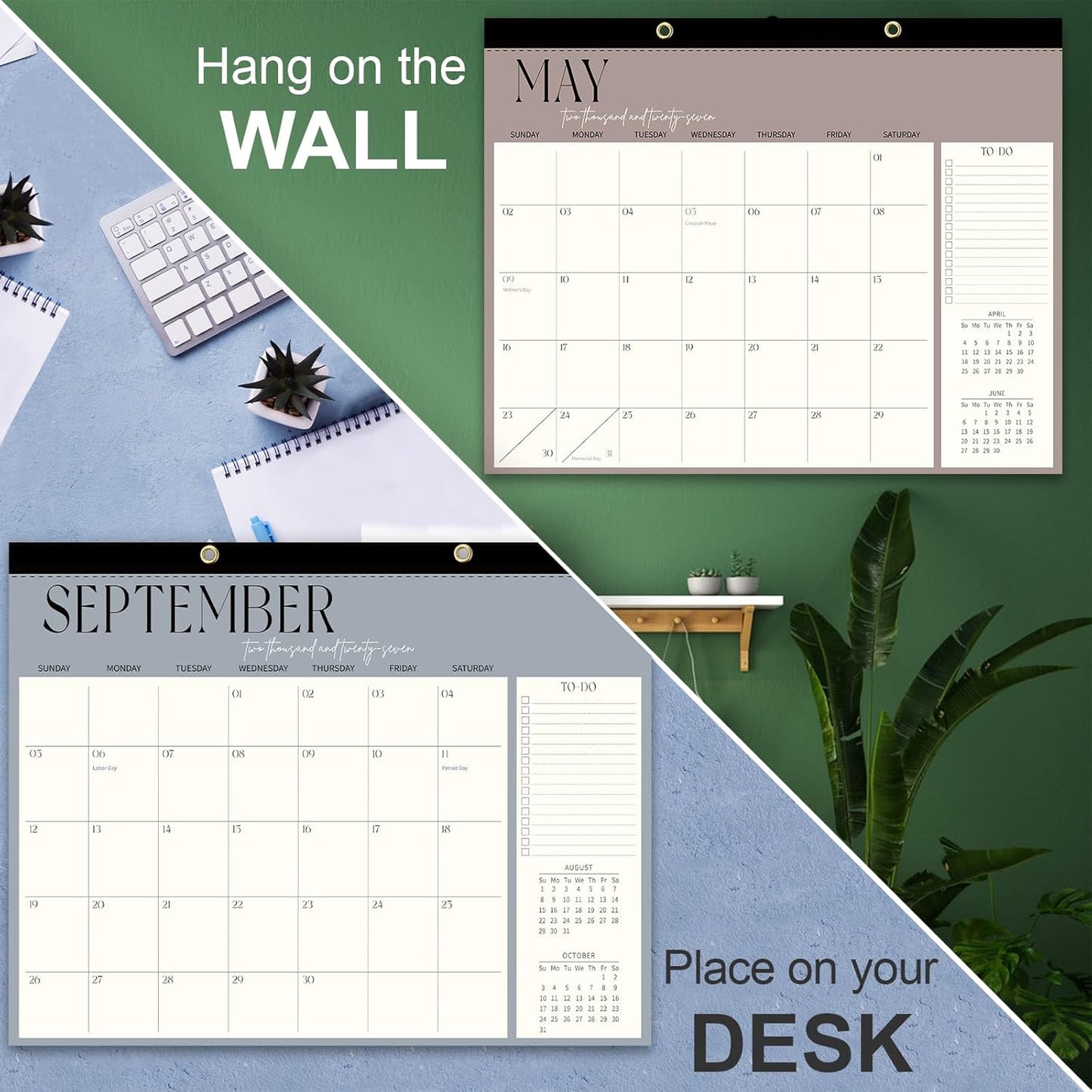 Guasslee Desk Calendar 2026-2027(Jun. 2026 - Dec. 2027), 19-Month School Year Compact Desktop & Wall Calendar, 14" x 11" Thick Paper Monthly Planner for Small Space, Home Office, Dorm & School