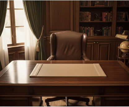 DACASSO Bonded Leather Desk Pad with Side Rails - Luxury Leather Desk Blotter for Writing - Padded Executive Desk Surface Protector - ( Burgundy, 30” x 18”)