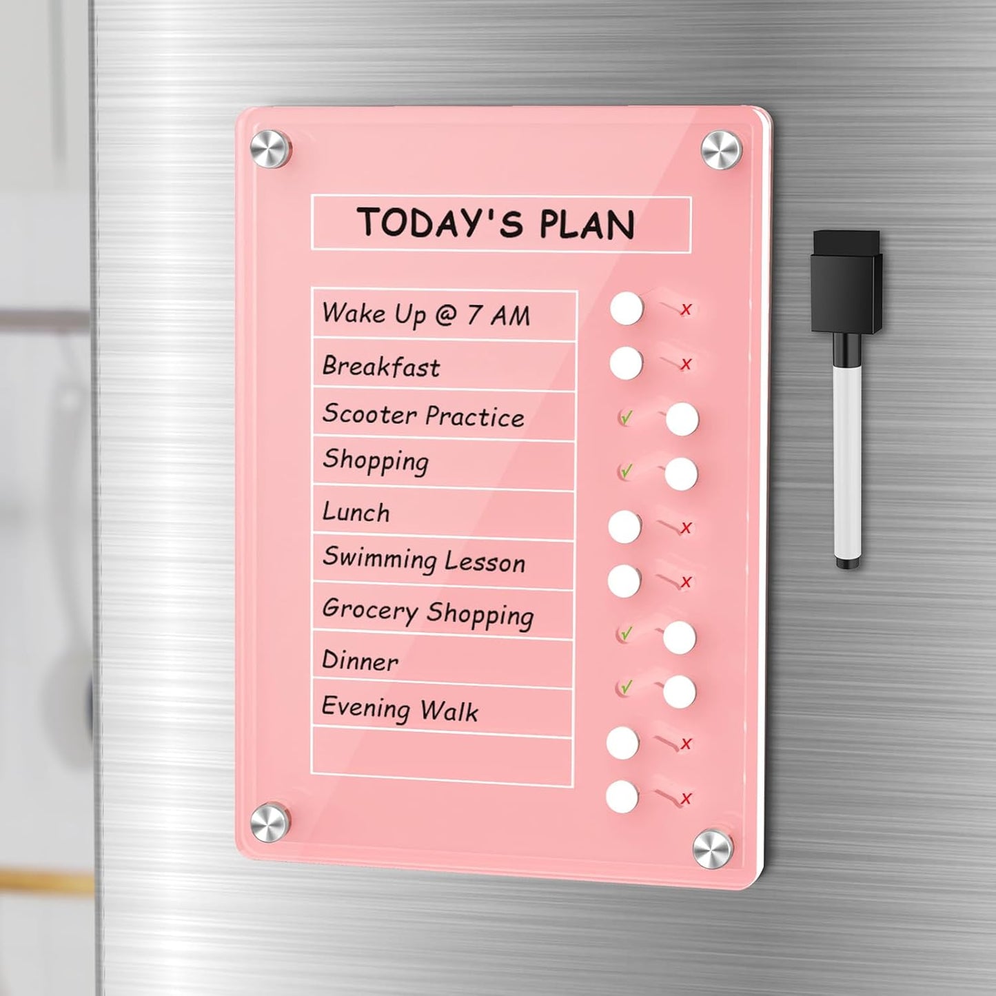 NiHome Acrylic Magnetic to Do List Planning Board with Sliders & Desktop Stand, Chore Chart for Kids & Adults, Checklist Routine Chart Task Board for Fridge & Desk, for Magnetic Metal Surfaces Only