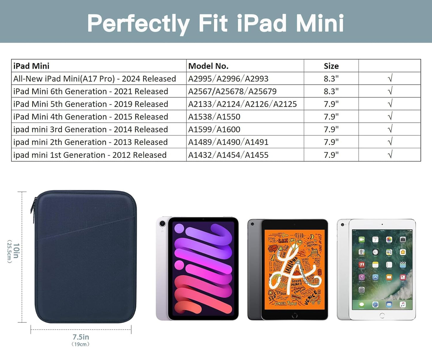 TiMOVO 9-11" Tablet Sleeve Bag for iPad 11-inch A16 2025, iPad 10.9"/10.2"| Air 11 Inch/5th/4th Gen. 10.9", Galaxy Tab A9+/A11Plus 11", Protective Bag with Pocket, Black