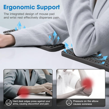 MEKASS L-Shaped Desk Wrist Rest Elbow, Forearm & Wrist Comfort Support for Table or Desk Edge, Non-Slip, Memory Foam Padding 2-Piece Set (Oval Black
