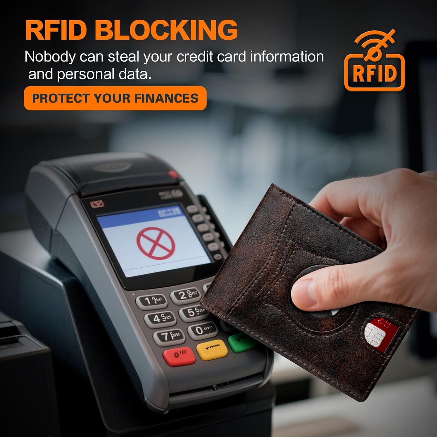 Wallet for Men Slim RFID Blocking Bifold Carbon Fiber,Minimalist Small Compact Front Pocket Credit Card Holder,Thin Mens Leather Wallets Smart Security With 2 ID Windows 1 Cash,Birthday Gifts for Men