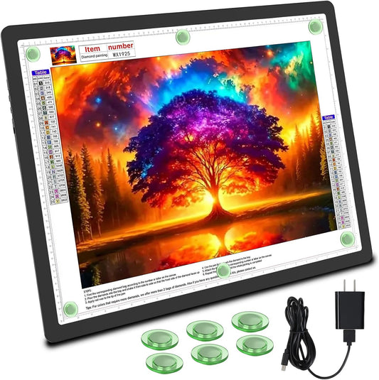 TOHETO Rechargeable A4 Light Board with Stand, Super Bright Magnetic Light Pad with Side Buttons, Wireless Light Box for Tracing and Drawing, Cordless LED Light Table for Diamond Painting, Sketching