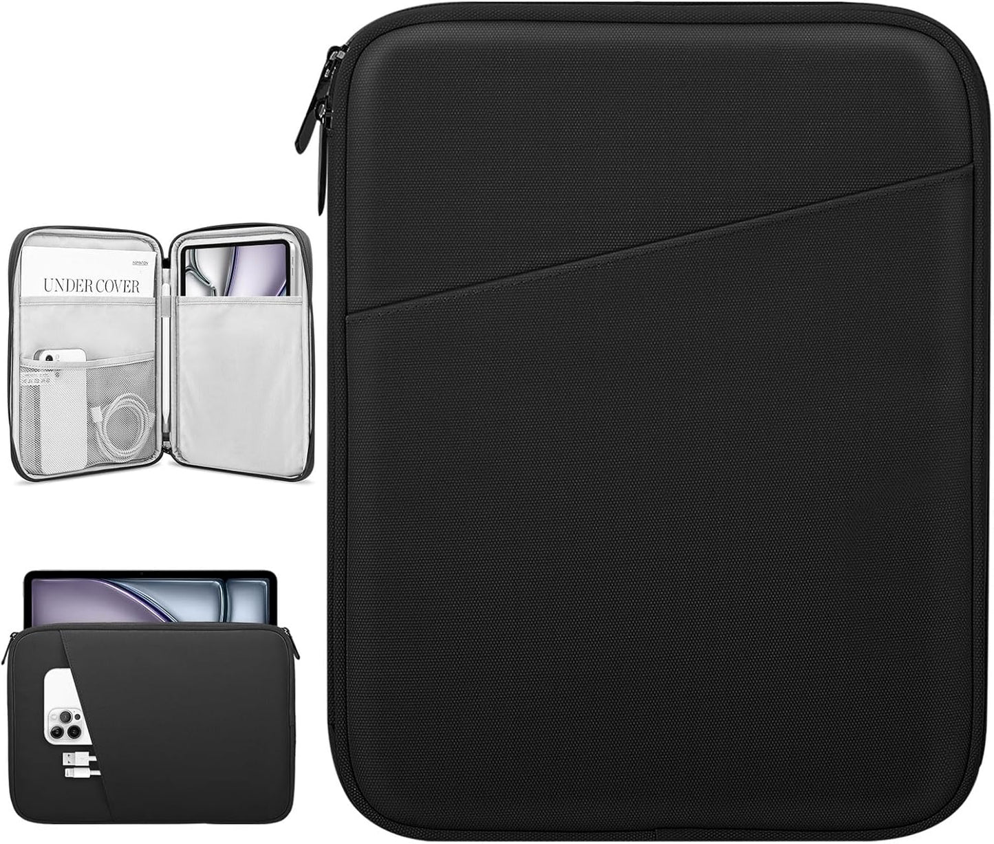 Dadanism 9-11" Tablet Sleeve Bag Carrying Case for iPad (A16) 11th Gen 11", iPad 10th Gen 10.9" Air 5/4, iPad Air M4/Pro 11", iPad 9/8/7th, Galaxy Tab A11+ Plus 11", Remarkable 2 10.3", Black
