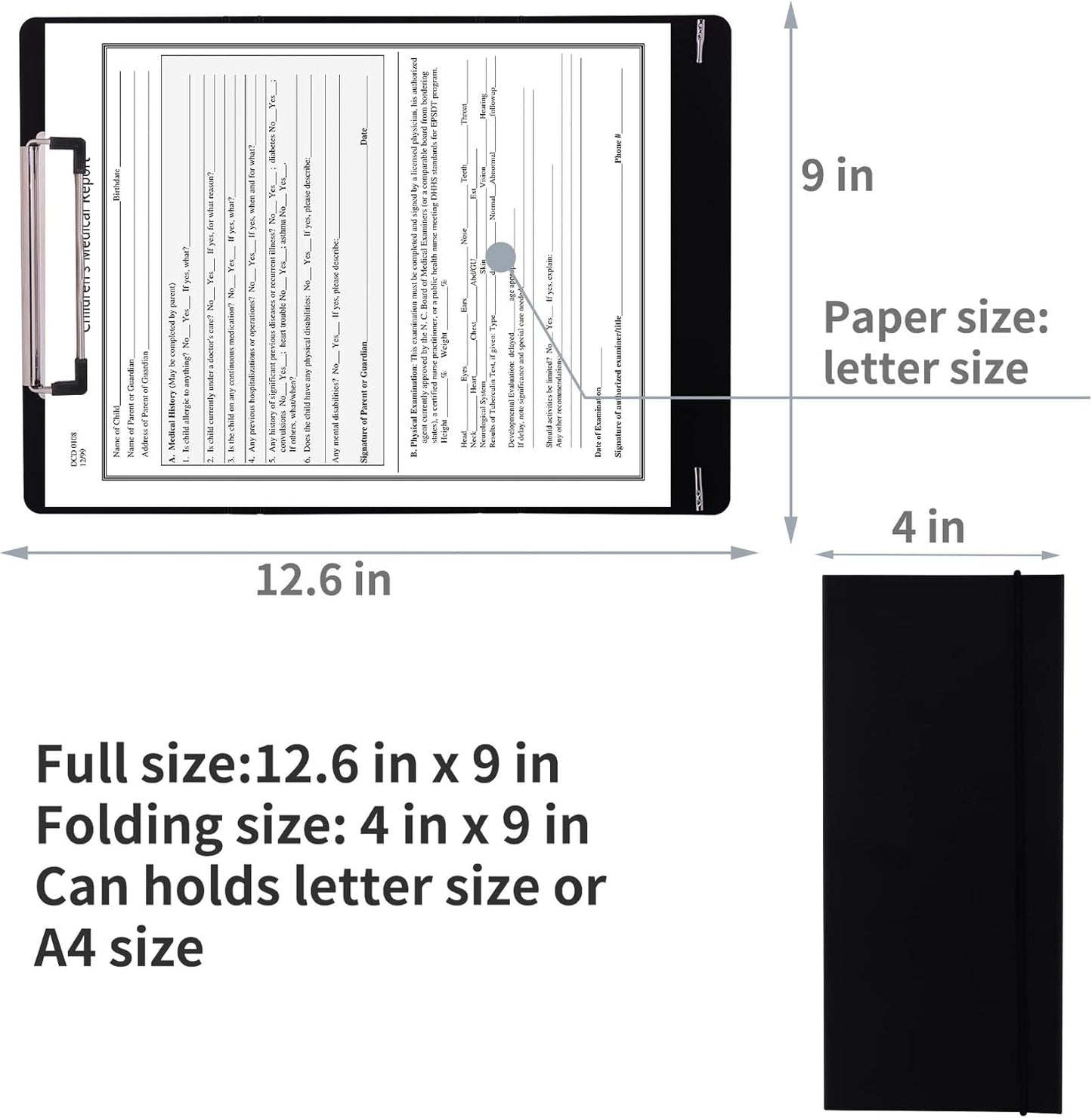 Nursing Clipboard 2 Packs,Nursing School Essentials,Medical Edition Cheat Sheets, Nurse Accessories for Work, 3 Layers, Nursing Clipboard Foldable, Plastic, Black