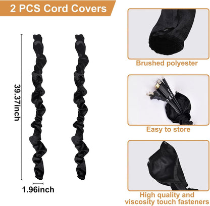 Chandelier Cord Cover Gray 2 Pack with Touch Fasteners,70.8inches Brushed Polyester Fabric Chain Sleeve for TV Cord Cover Decorative Wire Hider Easy Install Convenient for Wire Management