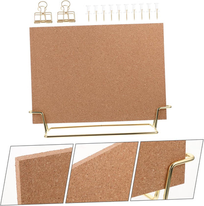 STOBOK 12X8.66 Inch Cork Board with Stand and Frame Small Desktop Bulletin Board for Office Message Photo Display Reusable Pin
