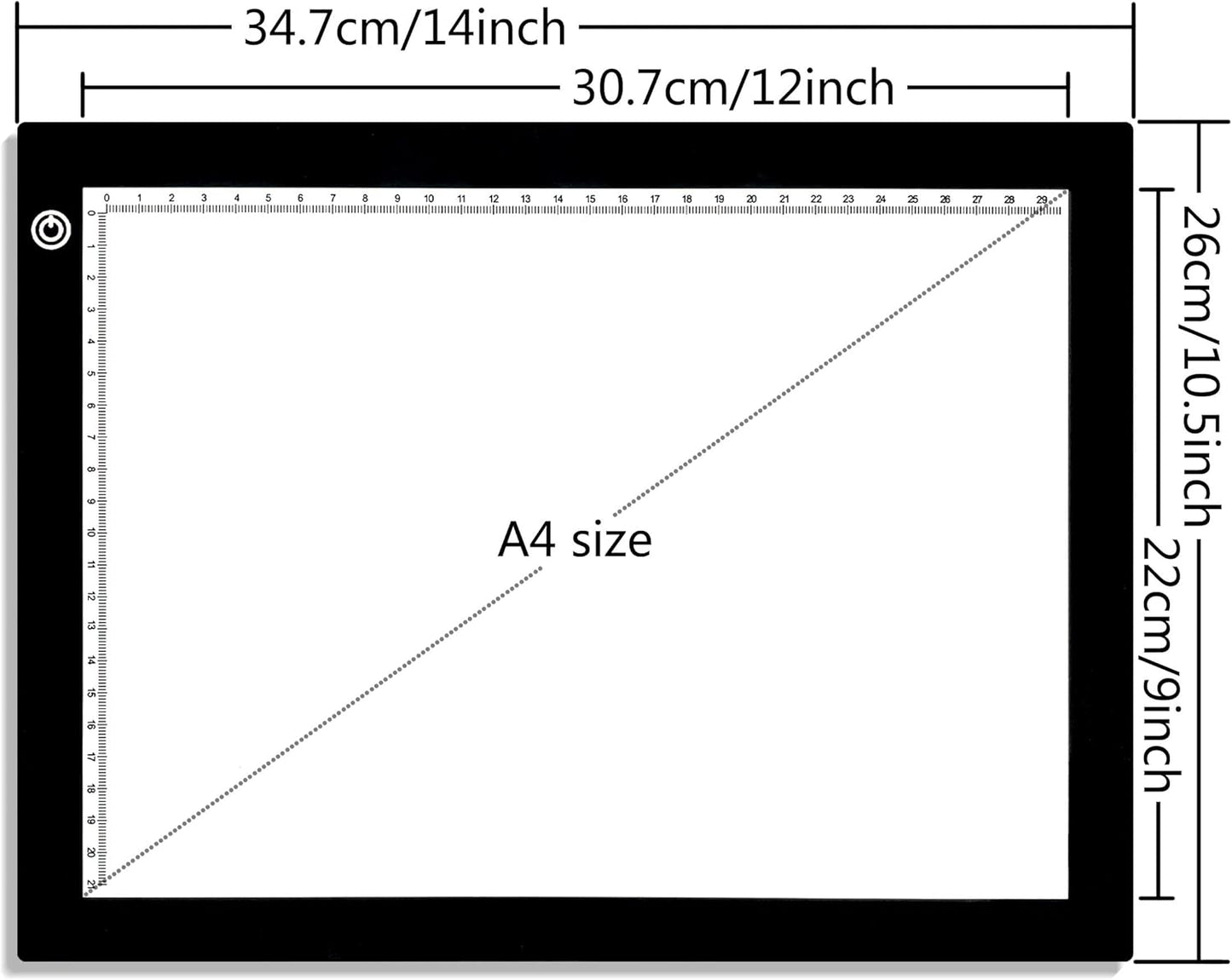 Big Sale ! A4 LED Light Box for Tracing, 60 LEDs Light Pad with Scale Ultra-Thin Continuously Brightness Adjustment USB LED Copy Board for Tracing, Tattoo Drawing or X-ray Viewing.