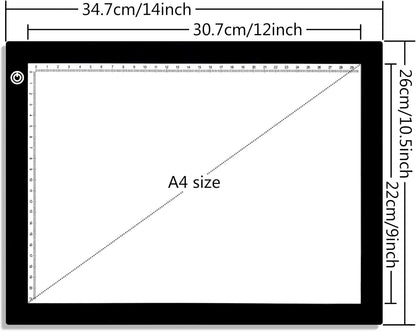 Big Sale ! A4 LED Light Box for Tracing, 60 LEDs Light Pad with Scale Ultra-Thin Continuously Brightness Adjustment USB LED Copy Board for Tracing, Tattoo Drawing or X-ray Viewing.