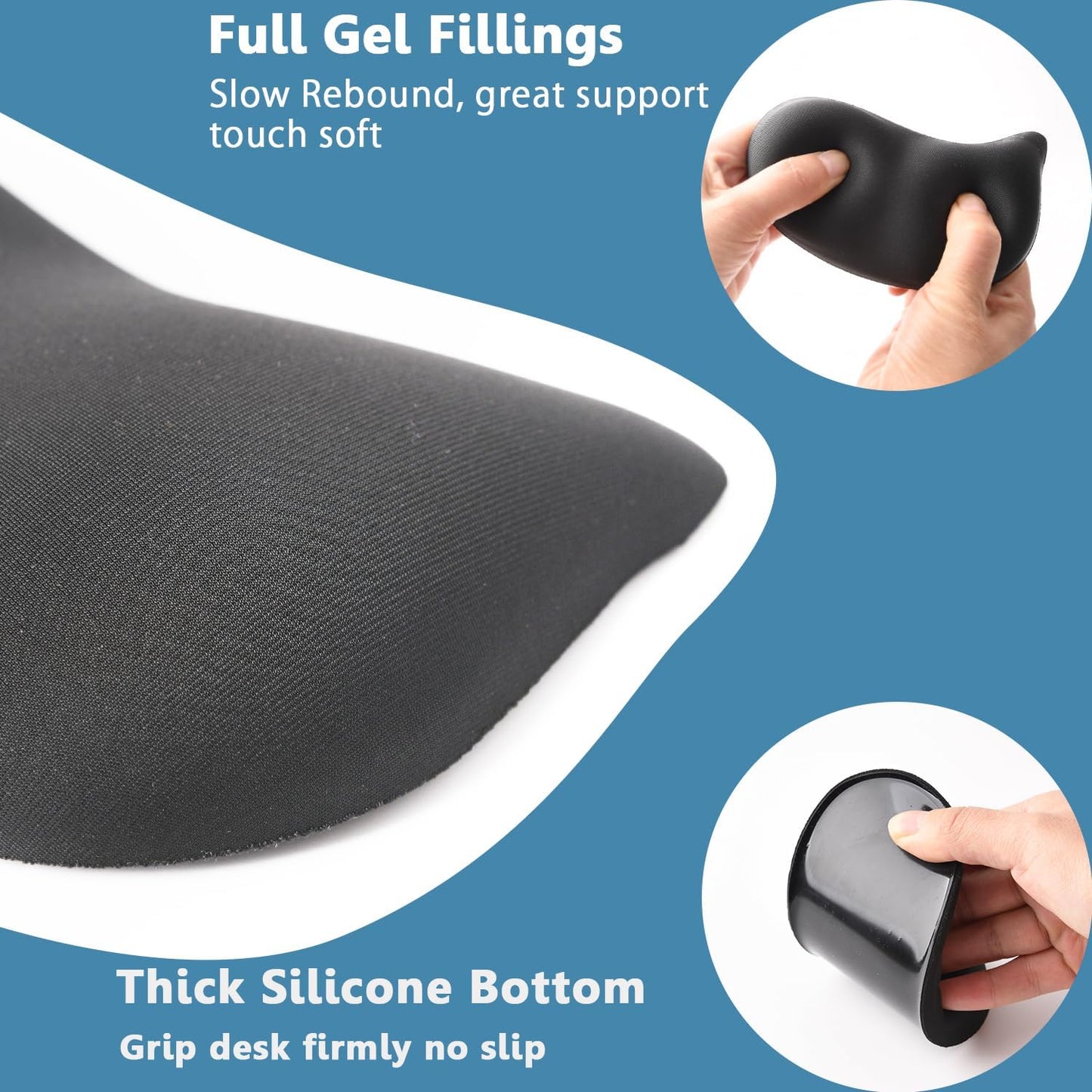 Ergonomic Mouse Wrist Rest Pad, Small Gel Mouse Keyboard Support Cushion Non-Slip Base, for Easy Typing and Wrist Pain Relief Office Computer, Laptop, PC Gaming (Blue)