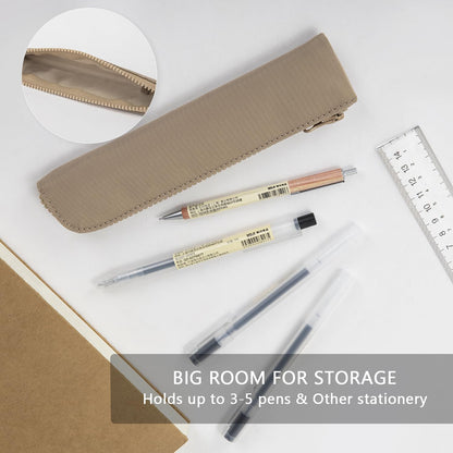 Canvas Pencil Case Small Pencil Pouch Slim Lightweight Pen Case Holder Cute Zipper Bag for School Office
