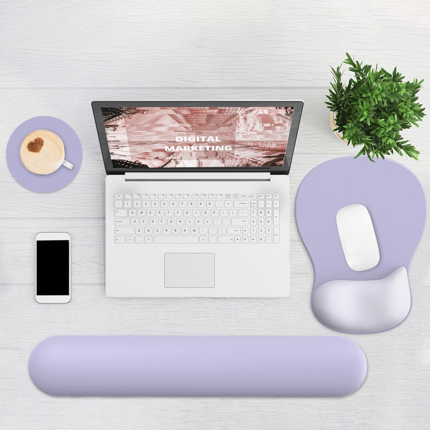 Ergonomic Mouse Pad with Wrist Rest and Keyboard Wrist Rest, Gel Mousepad and Wrist Rest for Computer Keyboard, Pain Relief, Non-Slip PU Base, Mouse Pad with Wrist Support for Gaming, Office, Brown