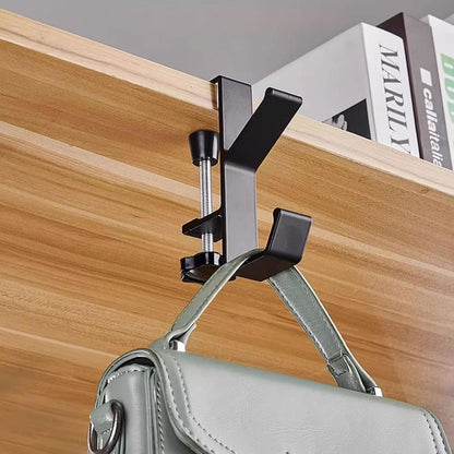 KISOY 2Pcs Purse Hook for Table Desk Bag Hook Purse Hanger for Table Backpack Hanger Headphones Holder underdesk Hook Bag Holder for Table (Black)