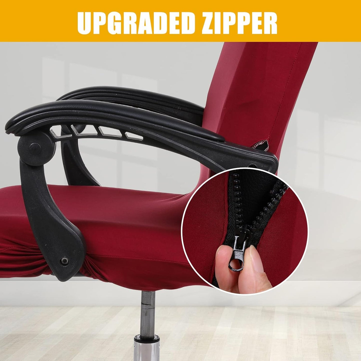 Smiry Stretch Printed Office Chair Armrest Covers, 2 Pcs Soft Fit Removable Washable Computer Desk Chair Arm Covers Protector, Black