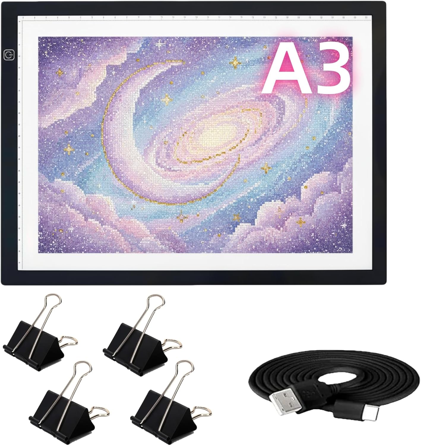 A2 Extra Large Tracing LED Light Pad for Diamond Art, Sketching, Painting - Adjustable Brightness, Sketching, Tracing - USB Powered DIY Diamond Art Light Box - No mesh No dot