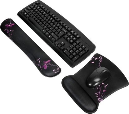 RICHEN Keyboard Wrist Rest Pad and Mouse Wrist Rest Support Mouse Pad Set,Sturdy & Comfortable & Lightweight for Easy Typing & Pain Relief-Ergonomic Support (Brown)