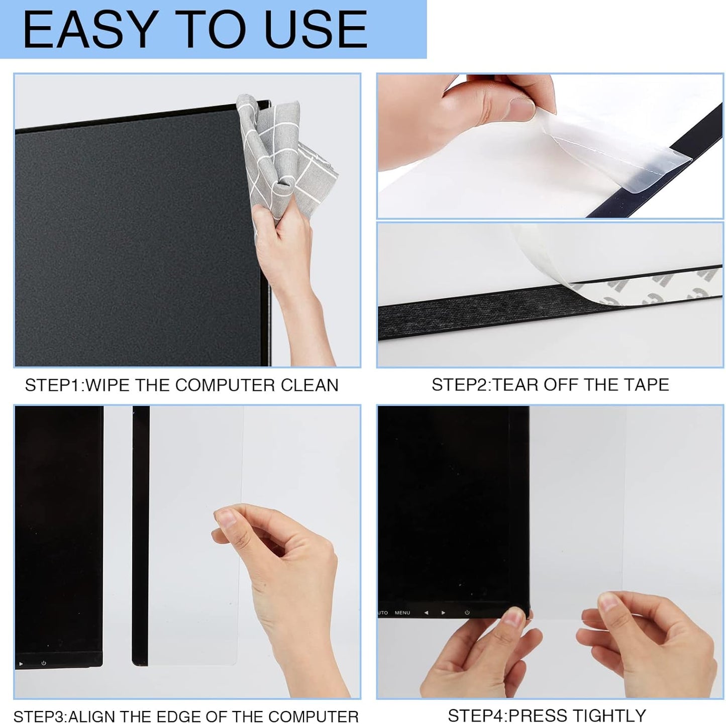 Office Desk Accessories 2pcs Multifunction Computer Monitor Memo Board - Office Supplies for Women Men Computer Sticky Note Holder Home Decor (Smooth Monitor Memo Board)