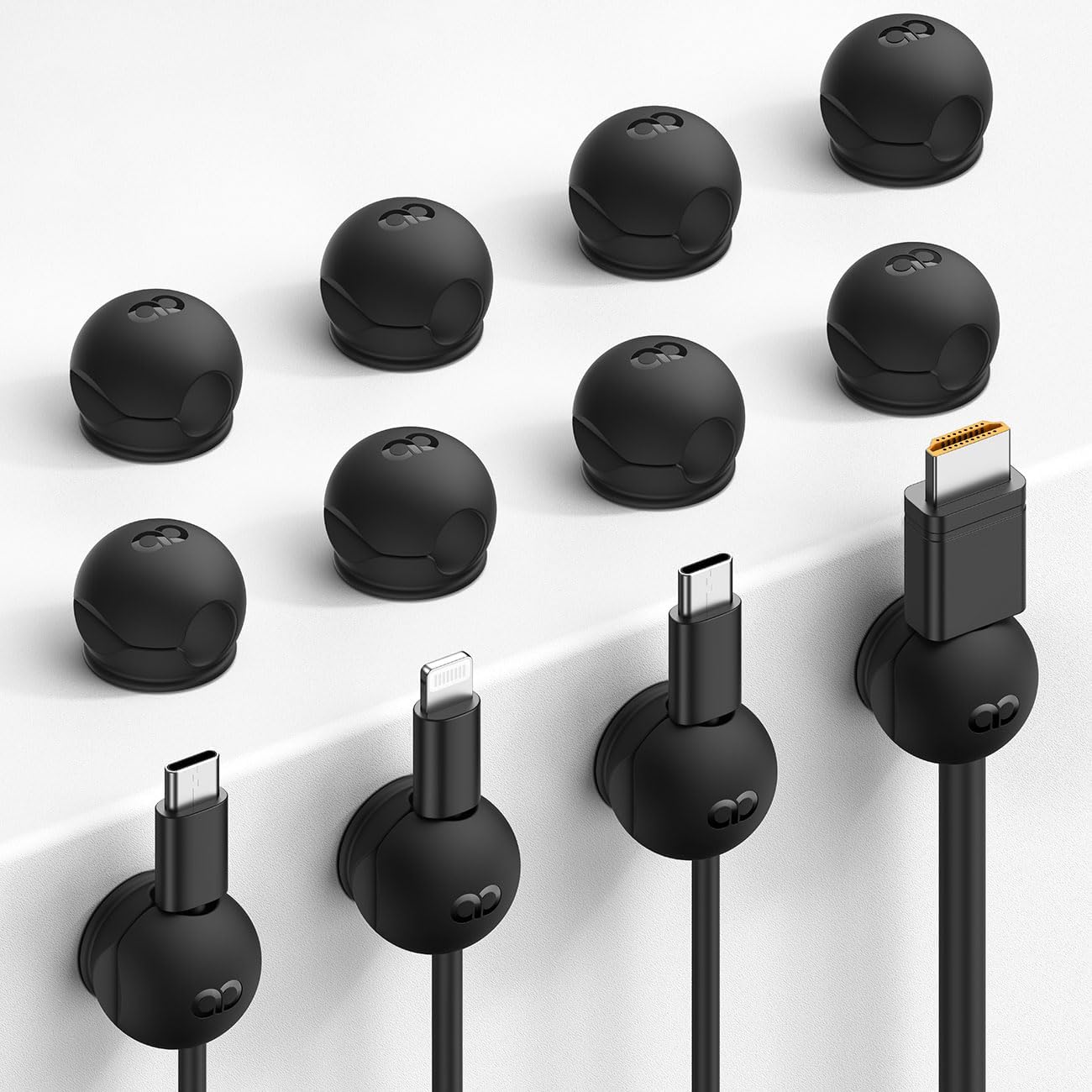 6Pack Rotatable Cord Organizer, Spring Cable Clips - Lamicall [1s Lock] Cord Holder, Desk Phone Charger Cable Management, Adhesive Wire Organizer Keeper for Nightstand, Home Office Accessories