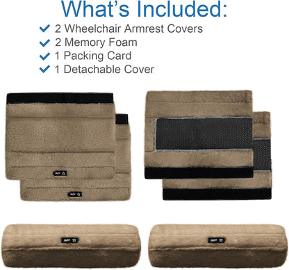 SPRING SEAON Wheelchair Armrest Covers 2 Pack Soft Memory Foam Wheelchair armrest Pads Wicking Washable for Office Transport Chair (Black)