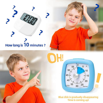 Secura 60-Minute Visual Timer, Silent Study Timer for Kids and Adults, Time Clocks, Time Management Countdown Timer for Teaching (Black & Cloud)