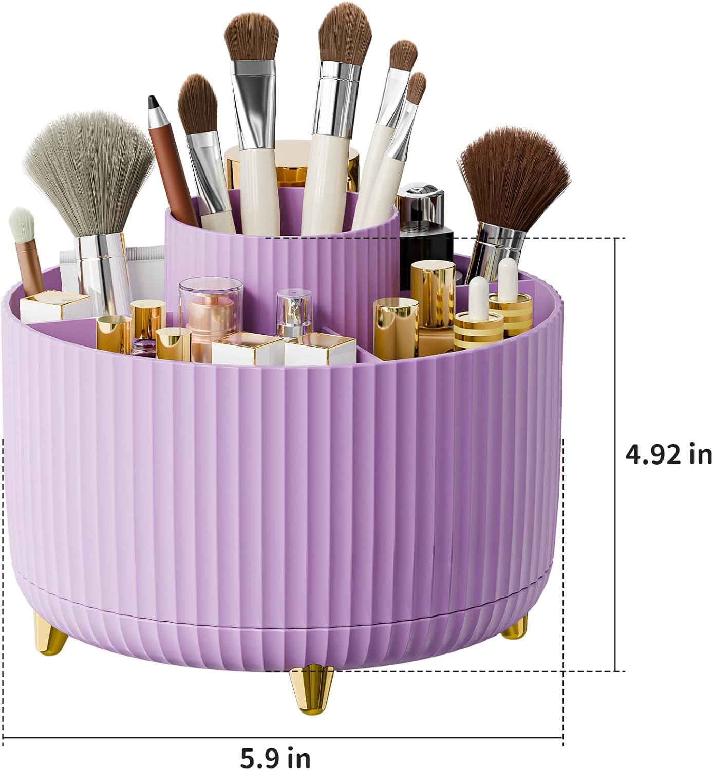 fanado 360° Rotate Makeup Brush Holder Organizer, Makeup Organizers Countertop, Makeup organization and Skincare Storage for Vanity, Desktop, Bathroom (White)