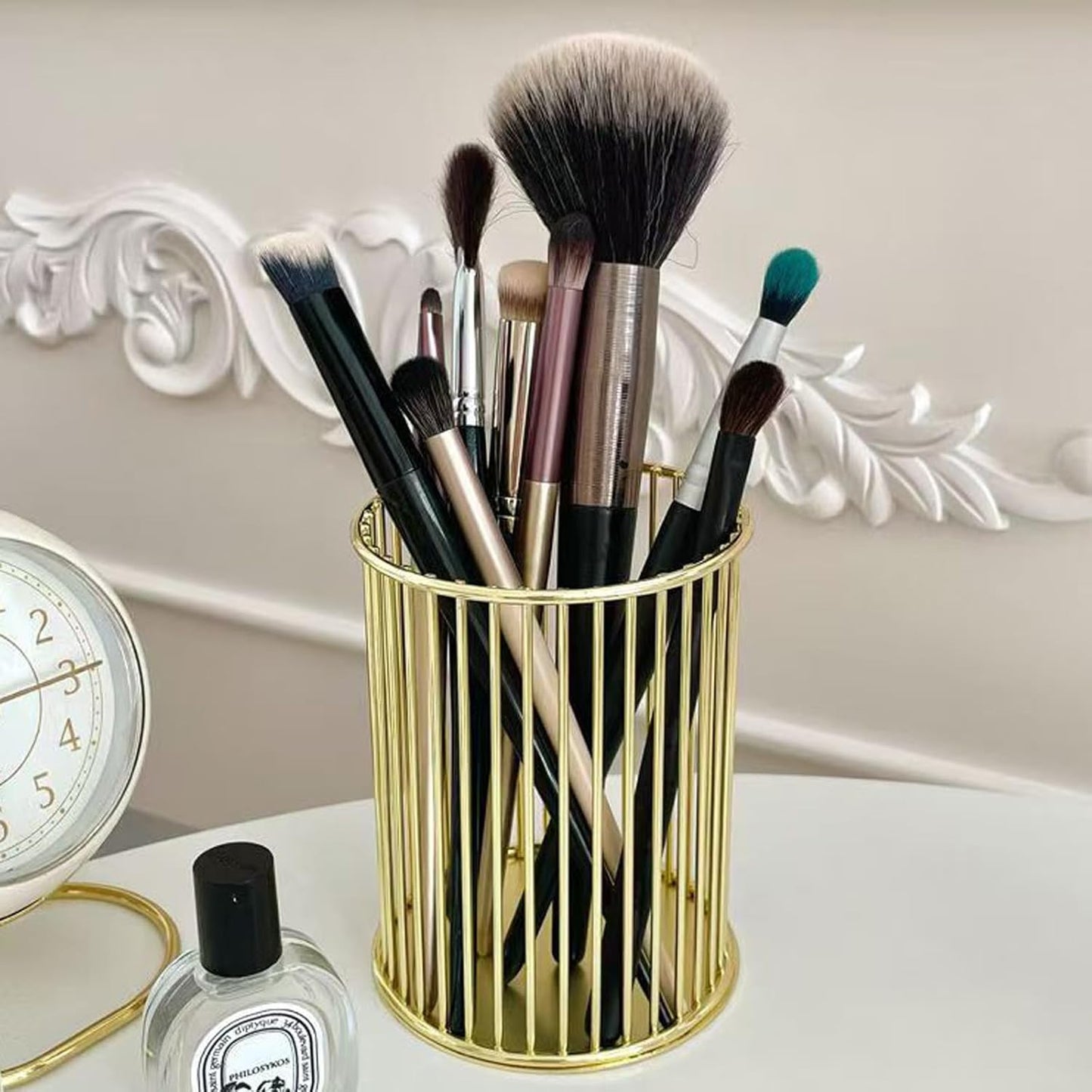 Metal Pen Holder Cup for Desk Makeup Brushes Pencil Holders Home Office Organizer Black