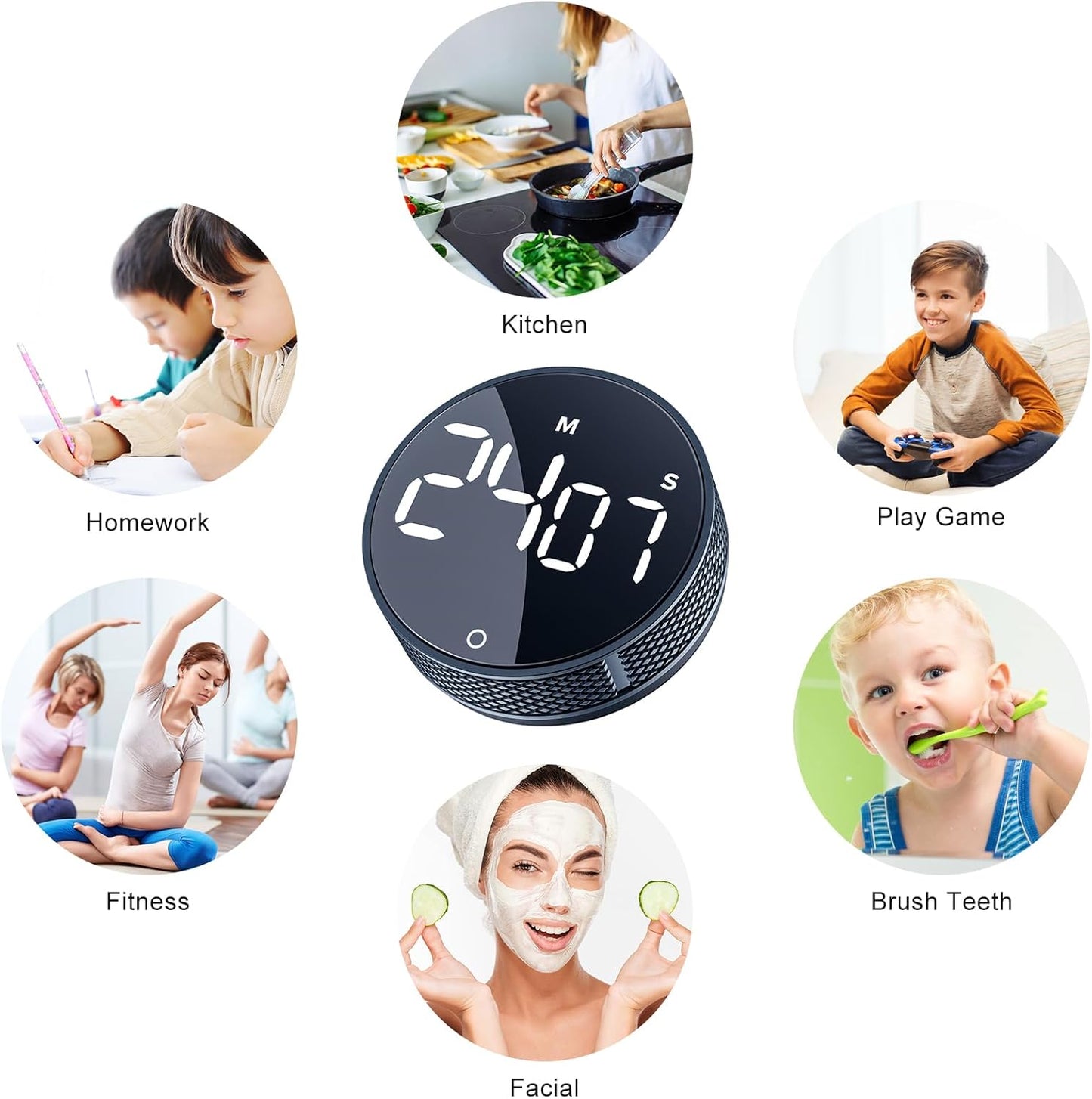 AVINIA Digital Kitchen Timers, Visual timers Large LED Display Magnetic Countdown Countup Timer for Classroom Cooking Fitness Baking Studying Teaching, Easy for Kids and Seniors White