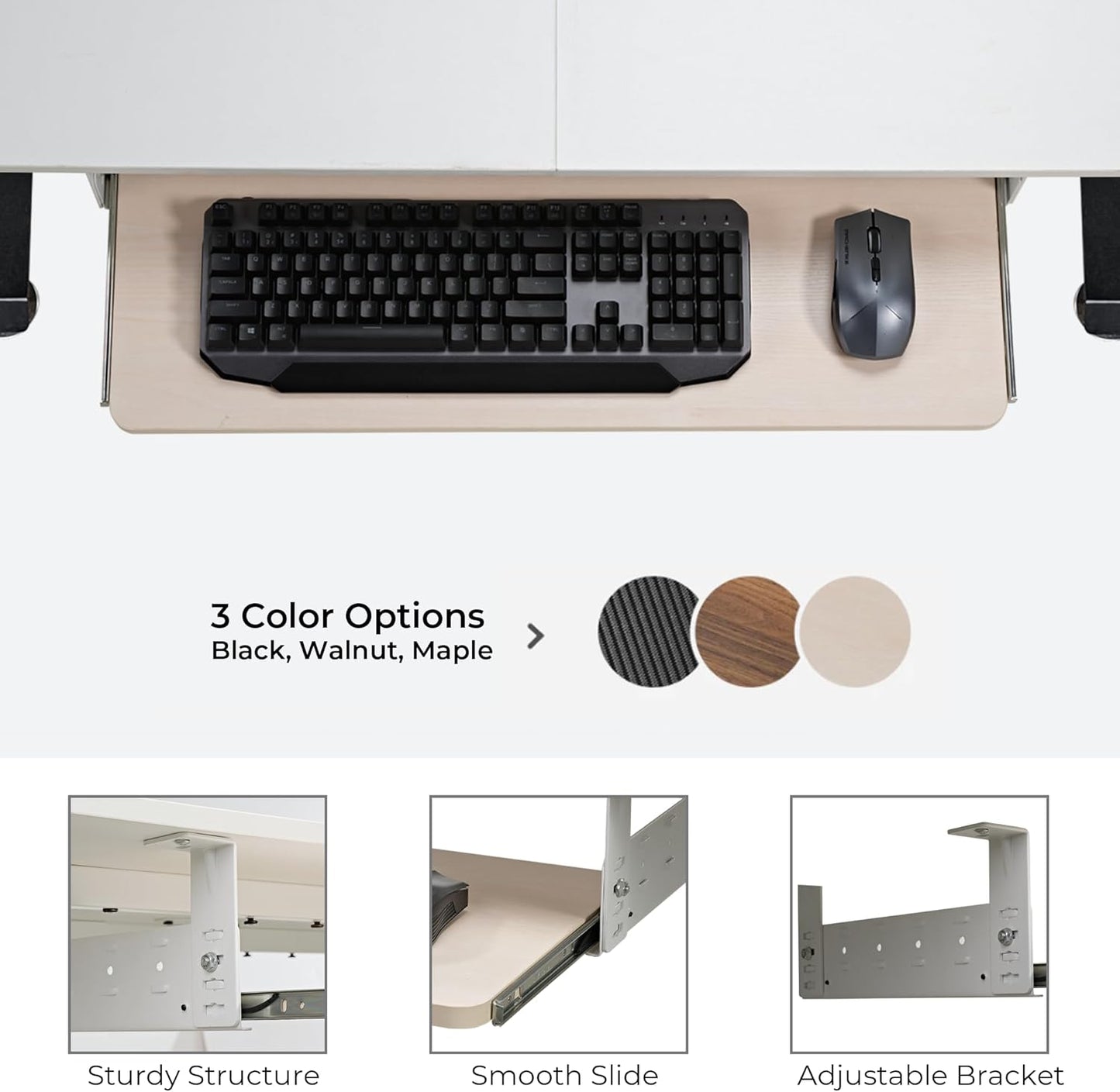 EUREKA ERGONOMIC Height Adjustable Mouse & Keyboard Tray Under Desk, 28x10'' Large Slide Out Swivel Tilt Computer Keyboard Drawer with Pad for Gaming Home Office, Dual Mount