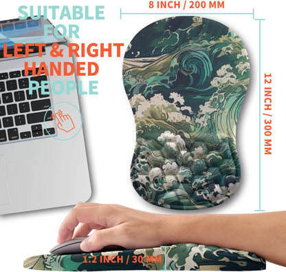 Ergonomic Mouse Pad Wrist Support with Memory Foam Massage Bulge, Carpal Tunnel Pain Relief Mousepad Wrist Rest for Mouse(12x8 inch, Silver Gray Light Purple)
