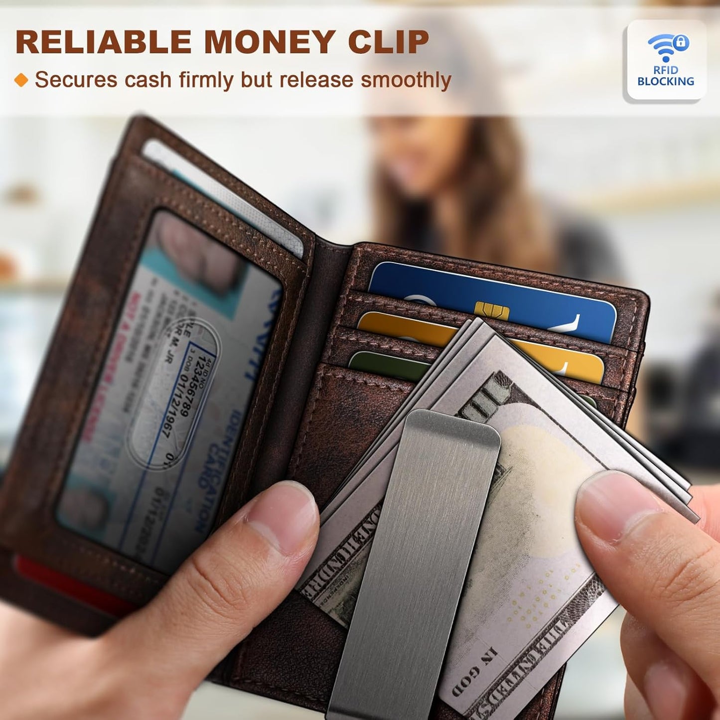 BULLIANT Men Airtag Wallet,Slim Wallet Money Clip Card Holder Magnetic Closure 12 Cards in Front Pocket RFID Blocking