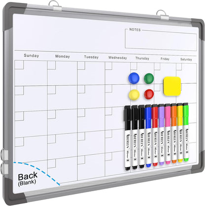 Small Weekly Calendar Dry Erase Whiteboard for Wall, 16" x 12" Magnetic Dry Erase Board, Hanging Double-Sided White Board, Portable Board for List, Kitchen, Planning, Memo, Home, Office