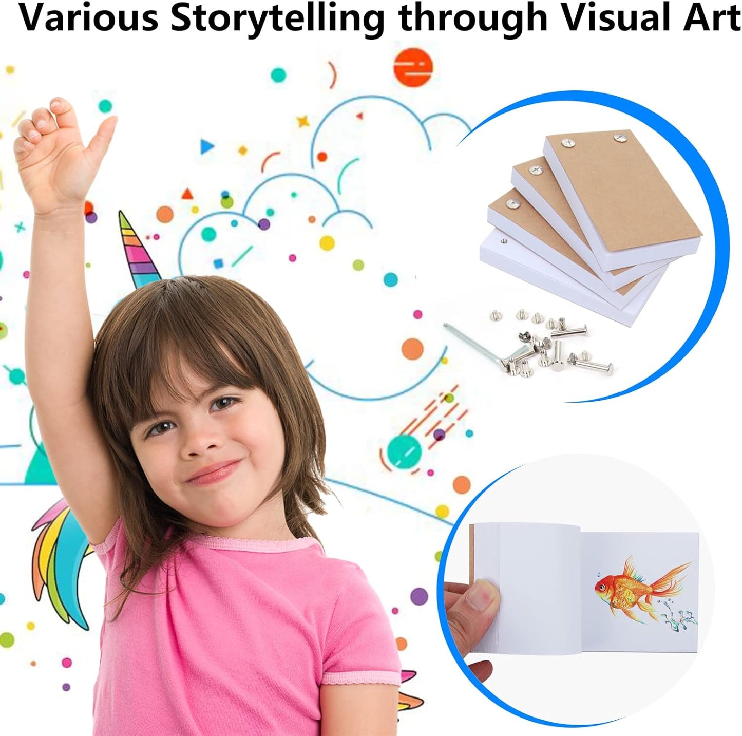 Flip Book Kit with Light Pad - A5 LED Light Board/Box & 320 Sheets Flipbook for Drawing | Tracing | Sketching, Flip Books Paper with Holes & Binding Screws