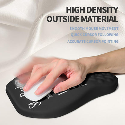 Ergonomic Raised Mouse Pad Wrist Support with Bilateral Slope Memory Foam Mousepad for Wrist Rest and Carpal Tunnel Pain Relief 11.8x7.9〃 Black