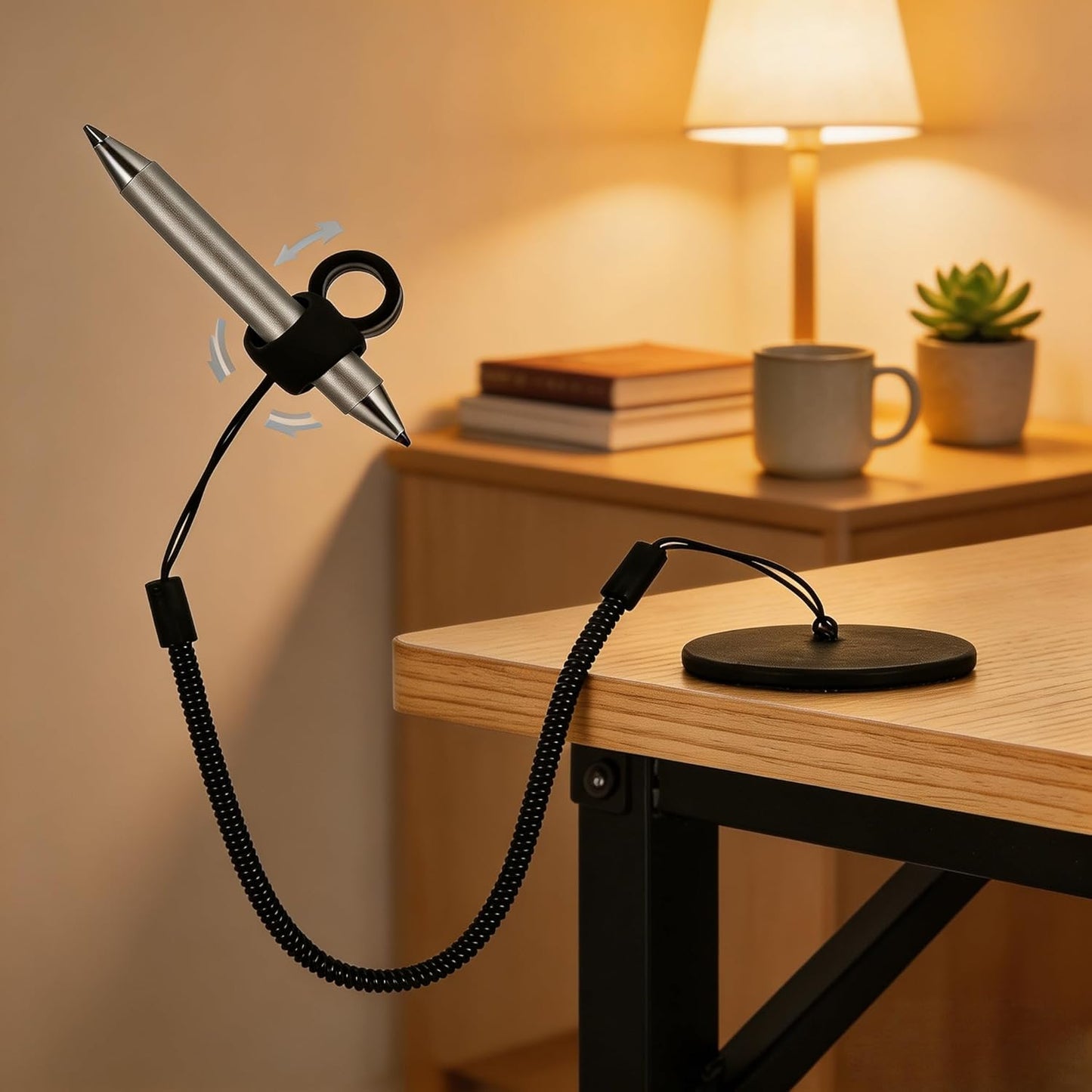 Pen Leash with Ring, 4Pcs Retractable Pencil Holder, Anti-Lost Stylus Teacher Pen Lanyard for Tablets Clipboards Desk Drawing
