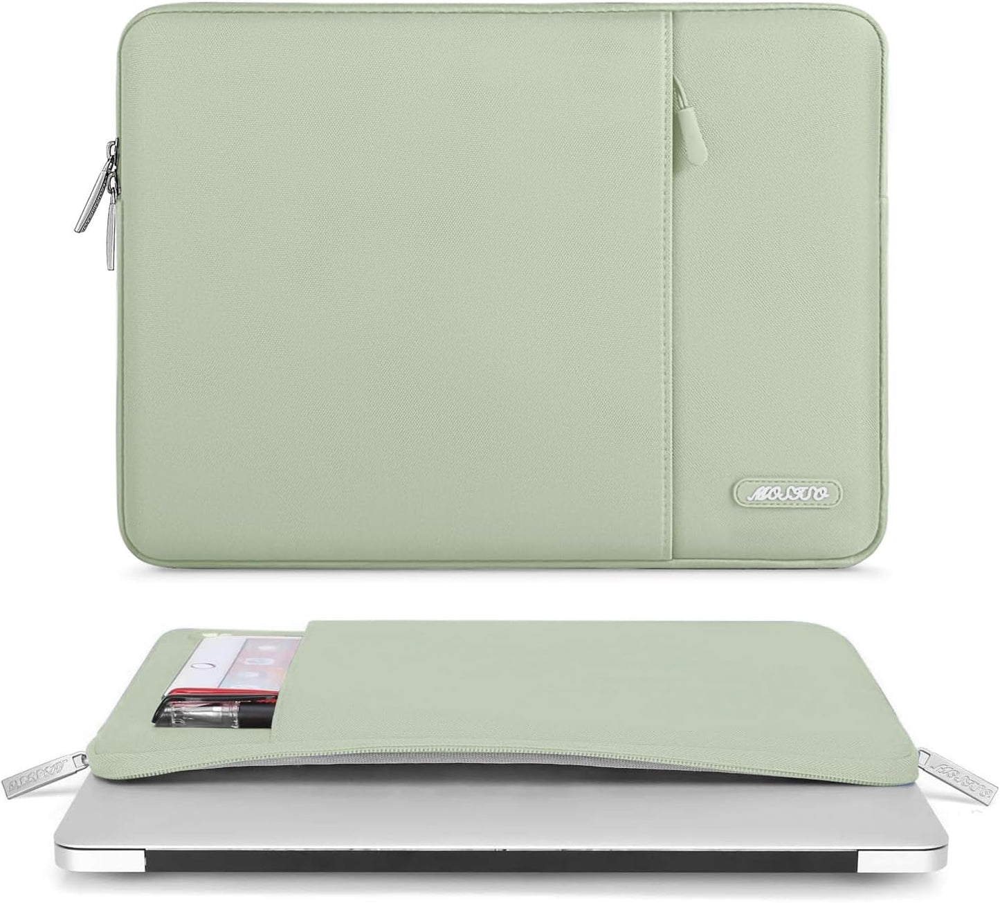 MOSISO Laptop Case 13.3 inch, 13-13.3 inch Laptop Sleeve Compatible with MacBook Air/Pro 13/Pro 14 M5 M4 M3 M2 M1, HP Dell ASUS Lenovo,Polyester Vertical Computer Sleeve Bag with Pocket, Antique Green - Colors B