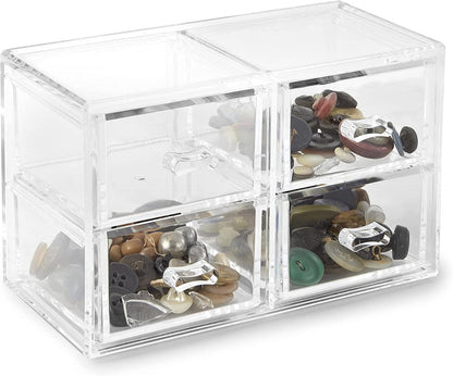 Huang Acrylic Clear Stackable Upright 3-Drawer Organizer, Makeup Jewelry Accessories Cosmetic Countertop Storage Display 3.5 x 3.25 x 5.75 inches