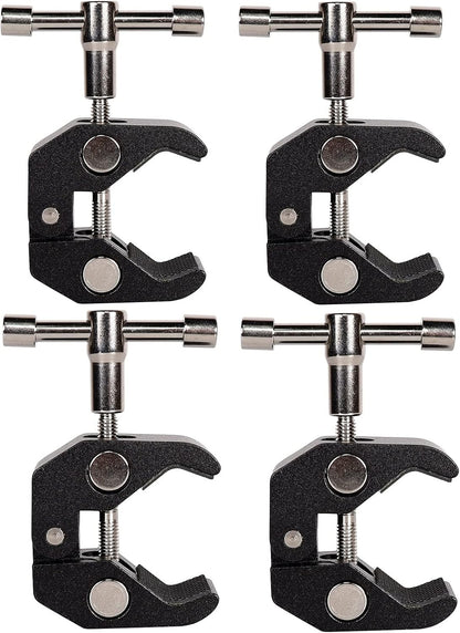 4Pack Super Clamp with 1/4 and 3/8 Thread for Photography,Camera Monitor, Plate Glass,LED Light, Umbrellas,Hooks, Shelves, Cross Bars,Photo Accessories