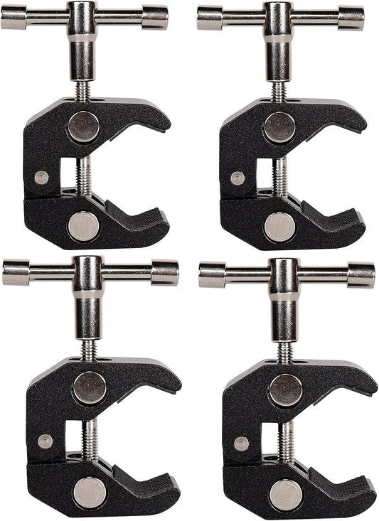 4Pack Super Clamp with 1/4 and 3/8 Thread for Photography,Camera Monitor, Plate Glass,LED Light, Umbrellas,Hooks, Shelves, Cross Bars,Photo Accessories