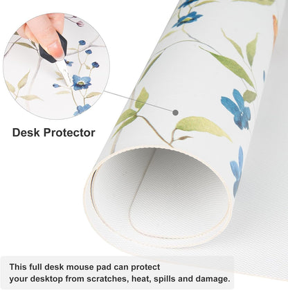 QIYI Large Mouse Pad, Cute Pink Desk Mat for Desktop, Women Girls PU Leather Desk Pad Waterproof Gaming Mousepad, Rose Gold Marble Computer Protector Writing Pad for School Office Home 31.5" x 15.7"