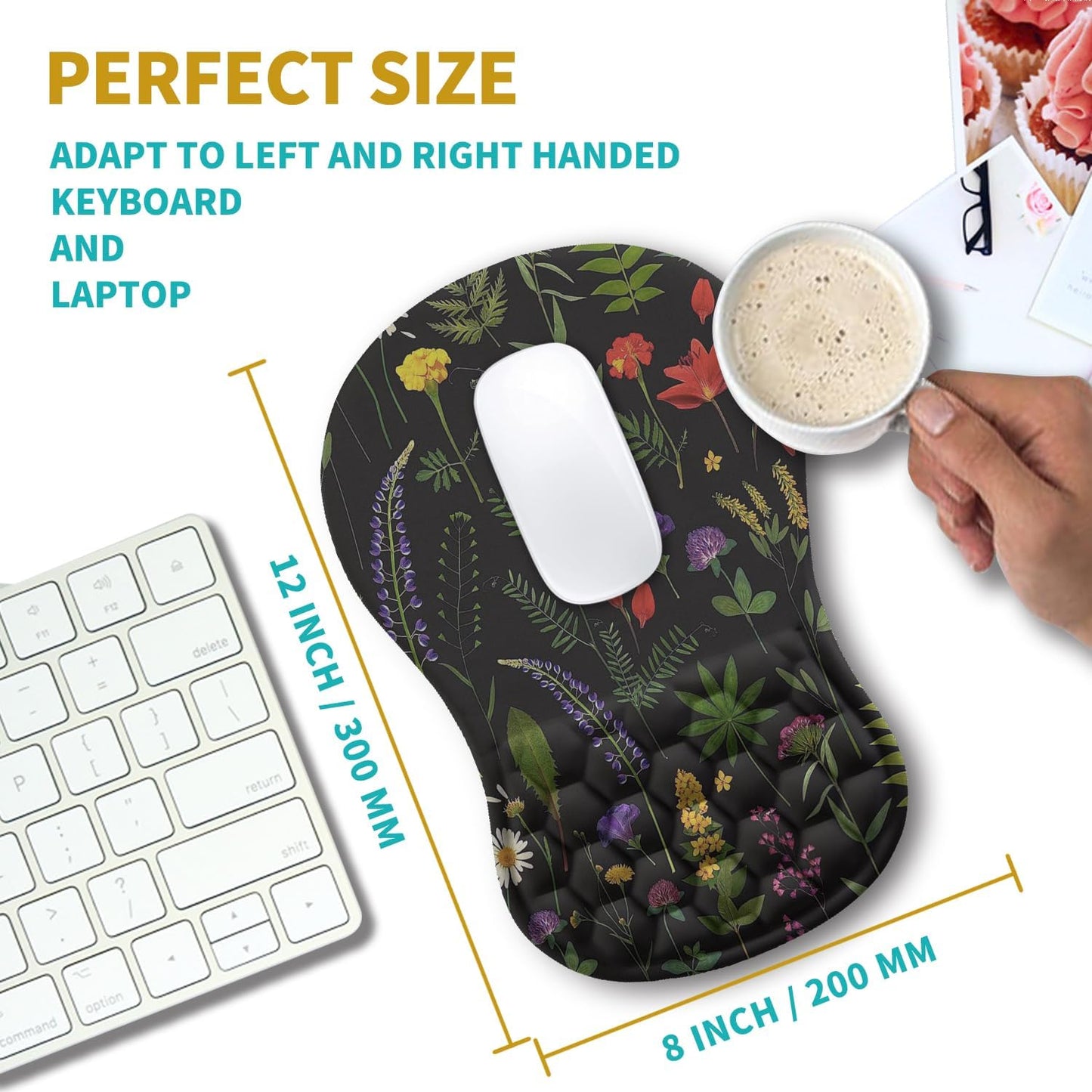 Hokafenle Ergonomic Mouse Pad Wrist Support, Wrist Rest Mousepad for Carpal Tunnel Pain Relief with Integrated Memory Foam Slope Massage Bulge (11.8x7.9 inch,Topographic Contour)
