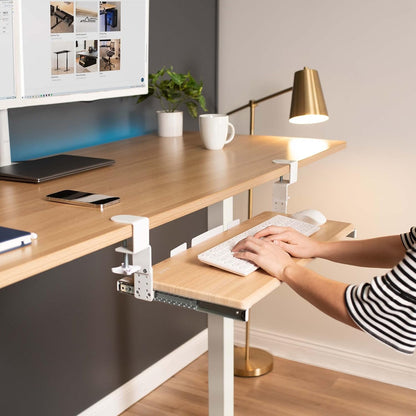 VIVO Large Height Adjustable Under Desk Keyboard Tray, C-clamp Mount System, 27 (33 Including Clamps) x 11 inch Slide-Out Platform for Typing, White, MOUNT-KB05HW