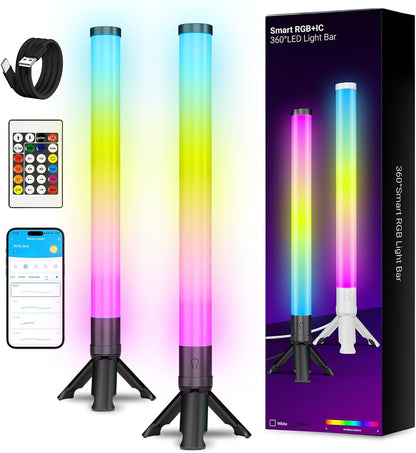DAYBETTER 360° Smart LED Light Bars, RGB Light Bars with 16 Million Colors, Smart Gaming Lights with Music Sync and Scene Modes, 3 Modes Control, Mood Lighting, Gaming Light Bar for Room, TV, Monitor