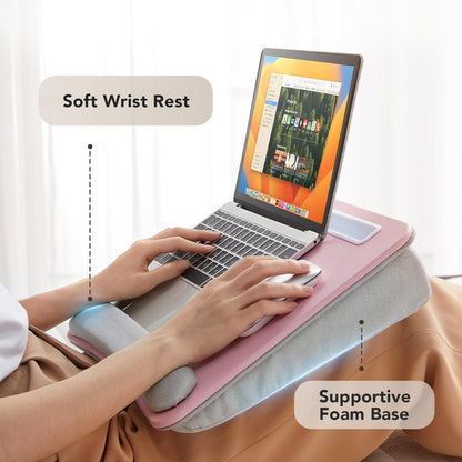 HUANUO Laptop Lap Desk - Portable Lap Desk with Pillow Cushion, Fits up to 15.6 inch Laptop, with Anti-Slip Strip & Storage Function for Home Office Students Use as Computer Laptop Stand, Book Tablet