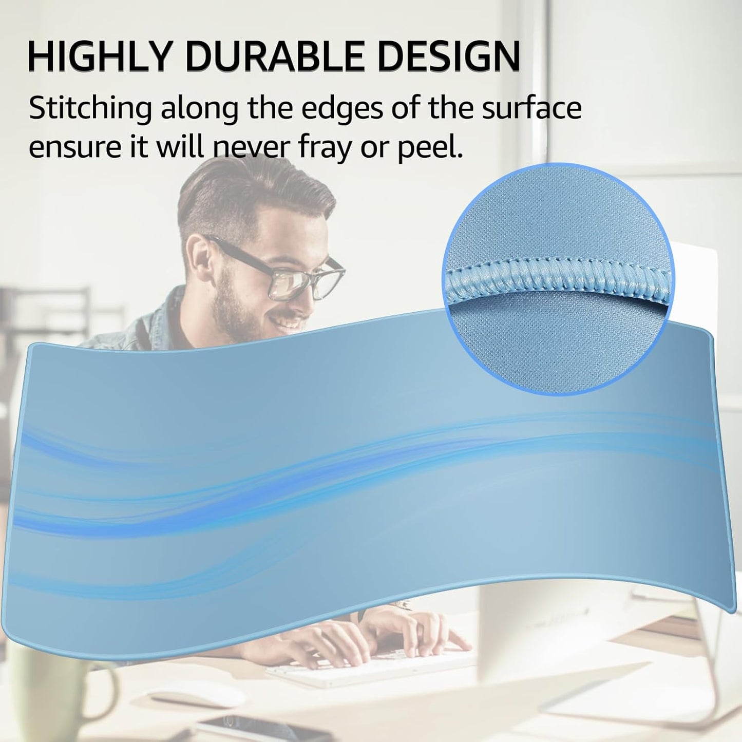 KTRIO Large Gaming Mouse Pad Desk Mat, Superior Micro-Weave Cloth for Precise Mouse Control, Non-Slip Rubber Base, Stitched Edges, Water-Resistant, for Gamer, Office & Home, 31.5" x 11.8" inches