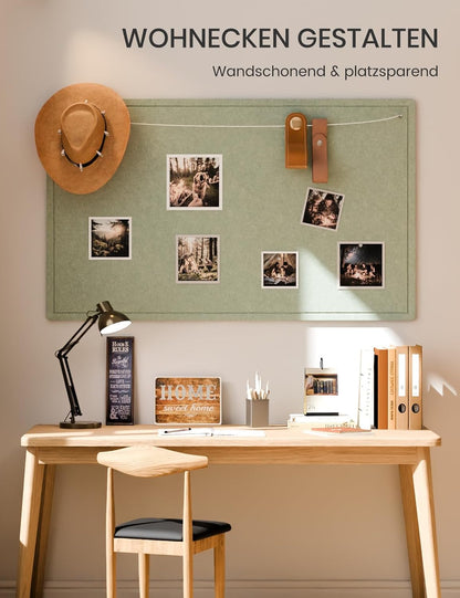 Fluxynara Bulletin Board, 23.6" x 17.5" Cork Board Alternative with 12 Safe Removable Adhesive Tabs, Foldable Felt Pin Board for Home Office, Classroom, Bedroom,Entryway for Walls—Sage