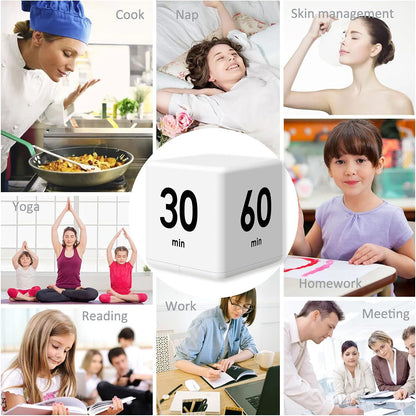 Cube Timer, Kids Timer with Gravity Sensor Flip 15 20 30 60 Mins Countdown Settings for ADHD, Time Management, Classroom, Productivity Workout, Kitchen, Cooking, Study (Pink)