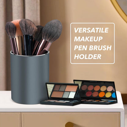 RQB Metal Pen Holder for Desk Square Aluminum Desktop Organizer and Makeup Brush Holder Storage Box for Office, School, Home, and Kids, Non-slip silicone 4×3.15inch-Gray